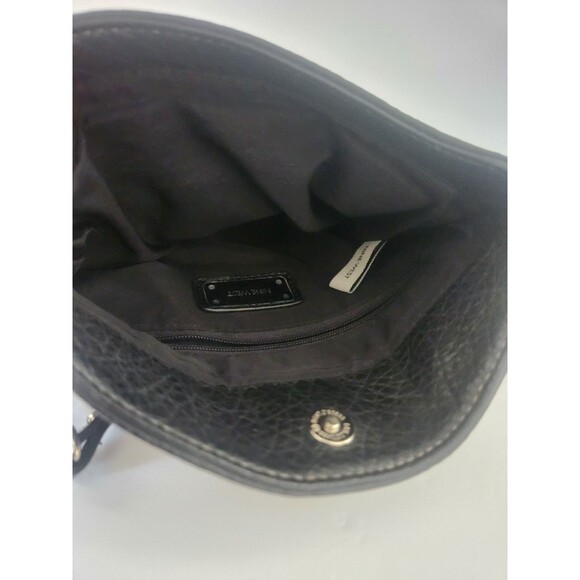 Nine West Black Crossbody Purse Multipocketed Pebble Faux Leather Fold Over - Picture 5 of 9